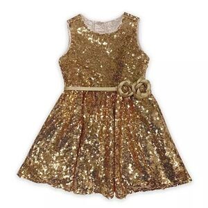 Disney Belle Glittering Gold Dress for Kids